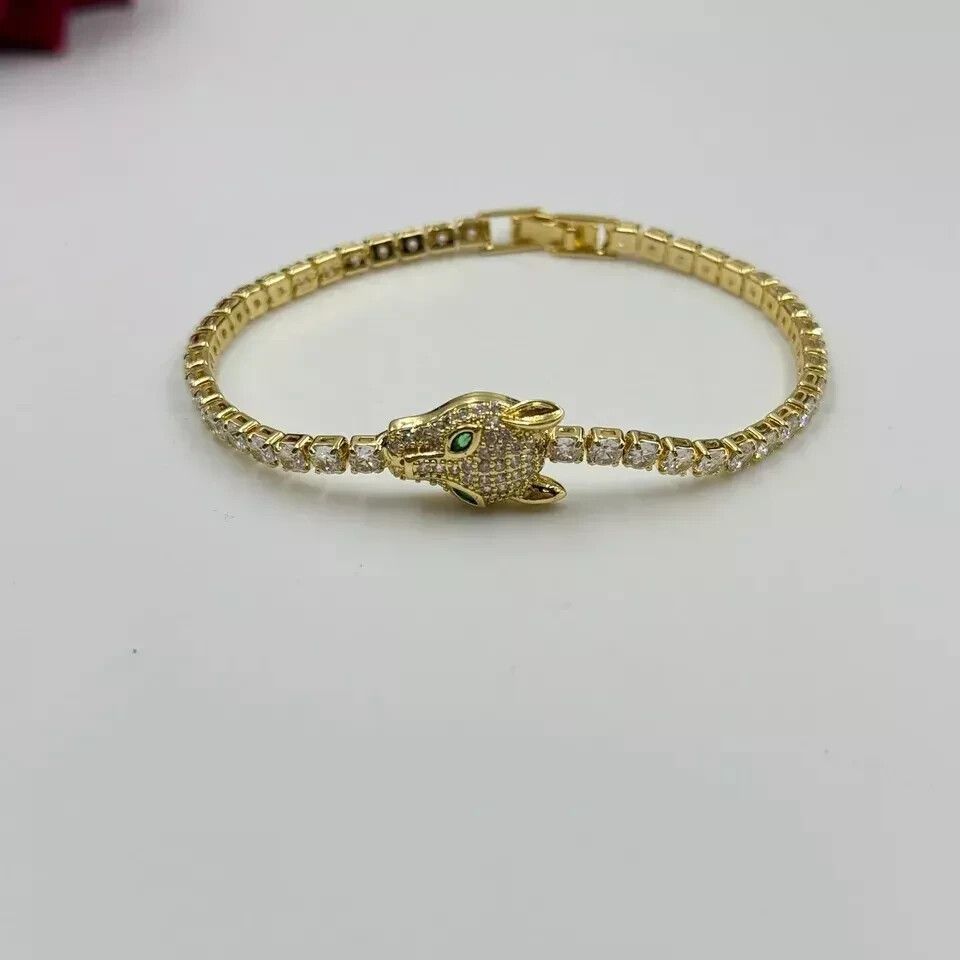 7.21 Ct Round Simulated Diamond 925 Silver Women’s Panther Fancy Tennis Bracelet