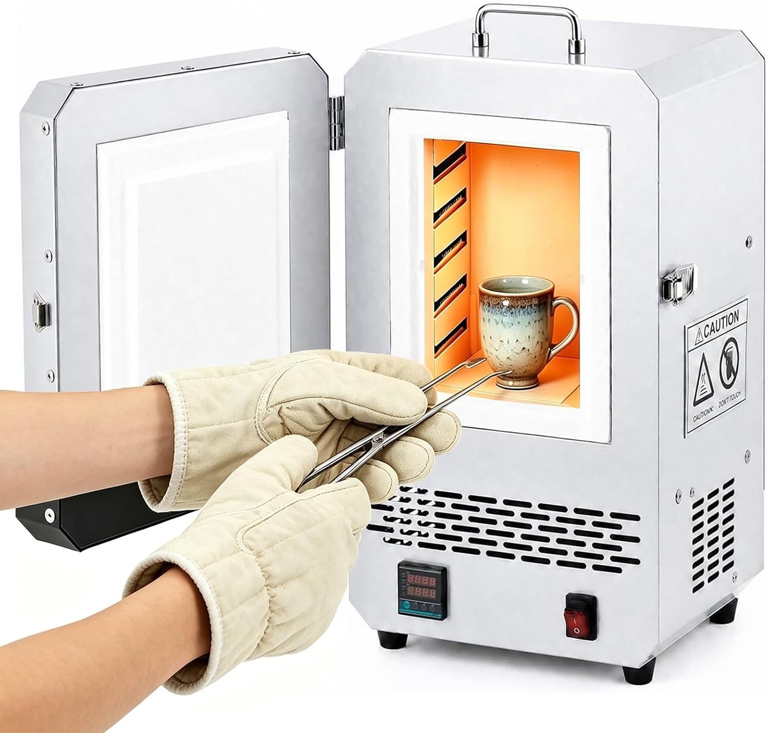 Tabletop Electric Kiln 1500W 2192℉ for Wax Casting Metal Jewelry Melting Furnace