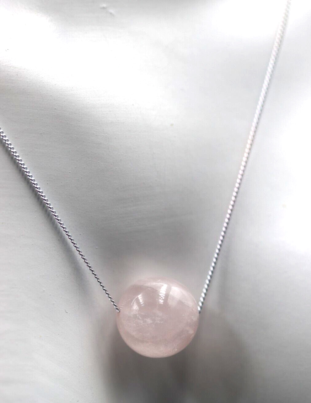 Sterling Silver 925 Rose Quartz Bead On 45cm Chain + 5cm Extender -Free post