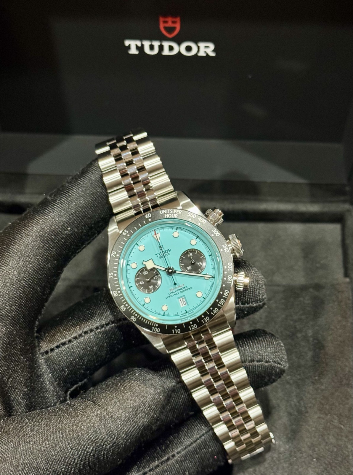 Tudor Black Bay Chrono 79360N 41mm Turquoise “Flamingo Blue” Auto Full Set