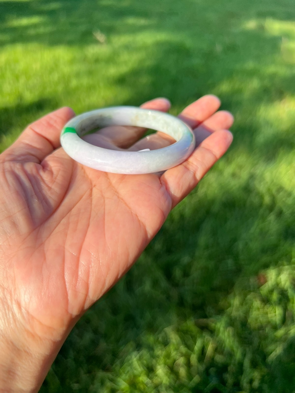 Lavender Green 100% Natural Grade A Jadeite Jade Bangle Bracelet 54mm H173