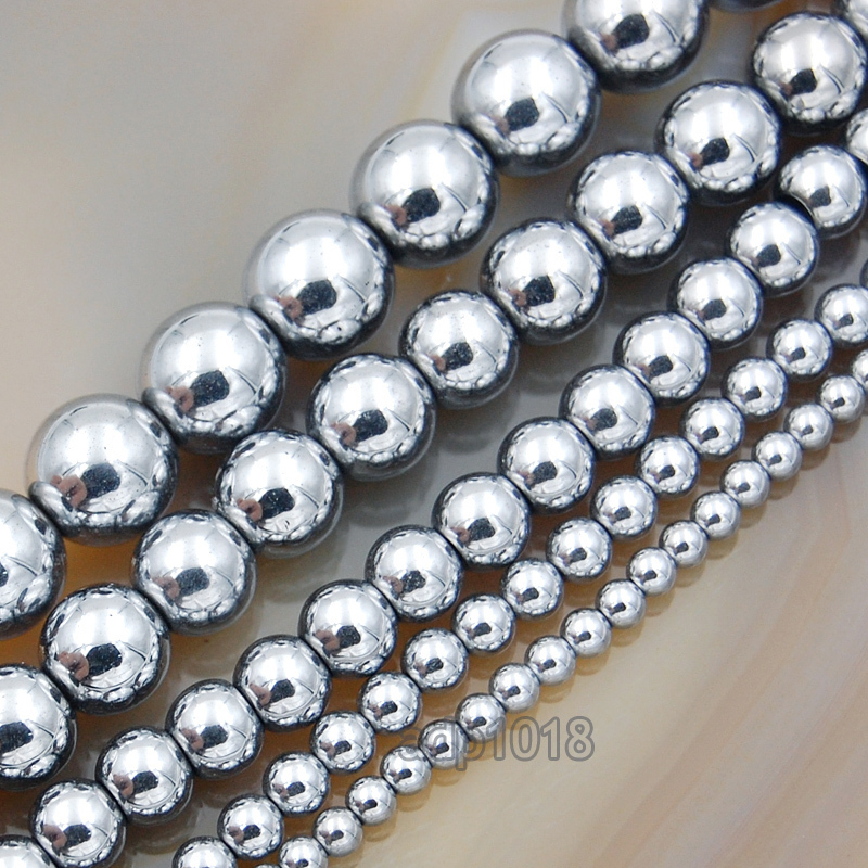 Natural Hematite Gemstone Round Beads 16″ Metallic Color 3mm 4mm 6mm 8mm 10mm