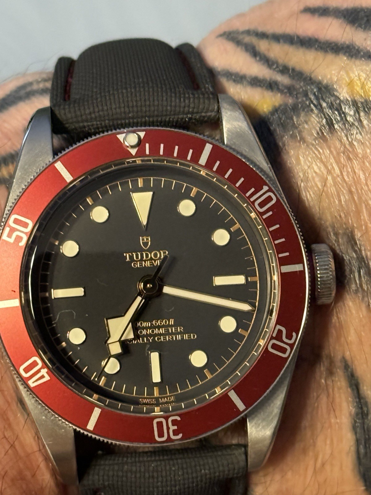 TUDOR Black Bay Red Bezel Black Dial 41mm Auto 200m Chronometer Box/Papers