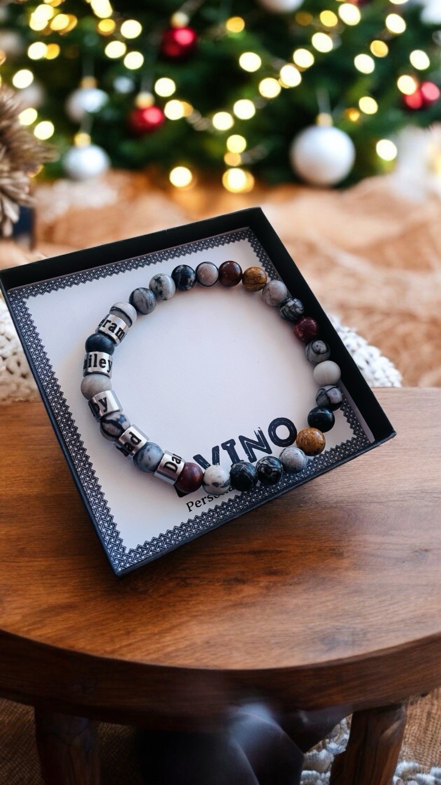 Personalized Engraved Men Jasp Stone Bracelet with Names – Jasp Kids Names Brace