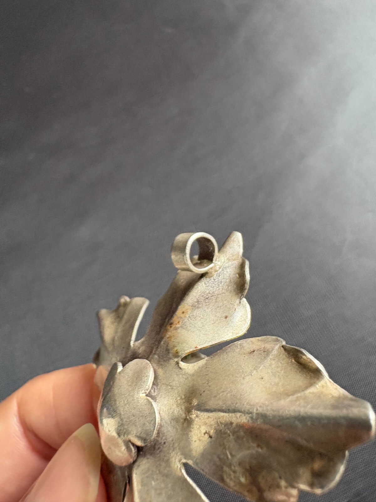 Vintage Poinsettia Flower Sterling Silver Pendant Handcrafted Matte Finish
