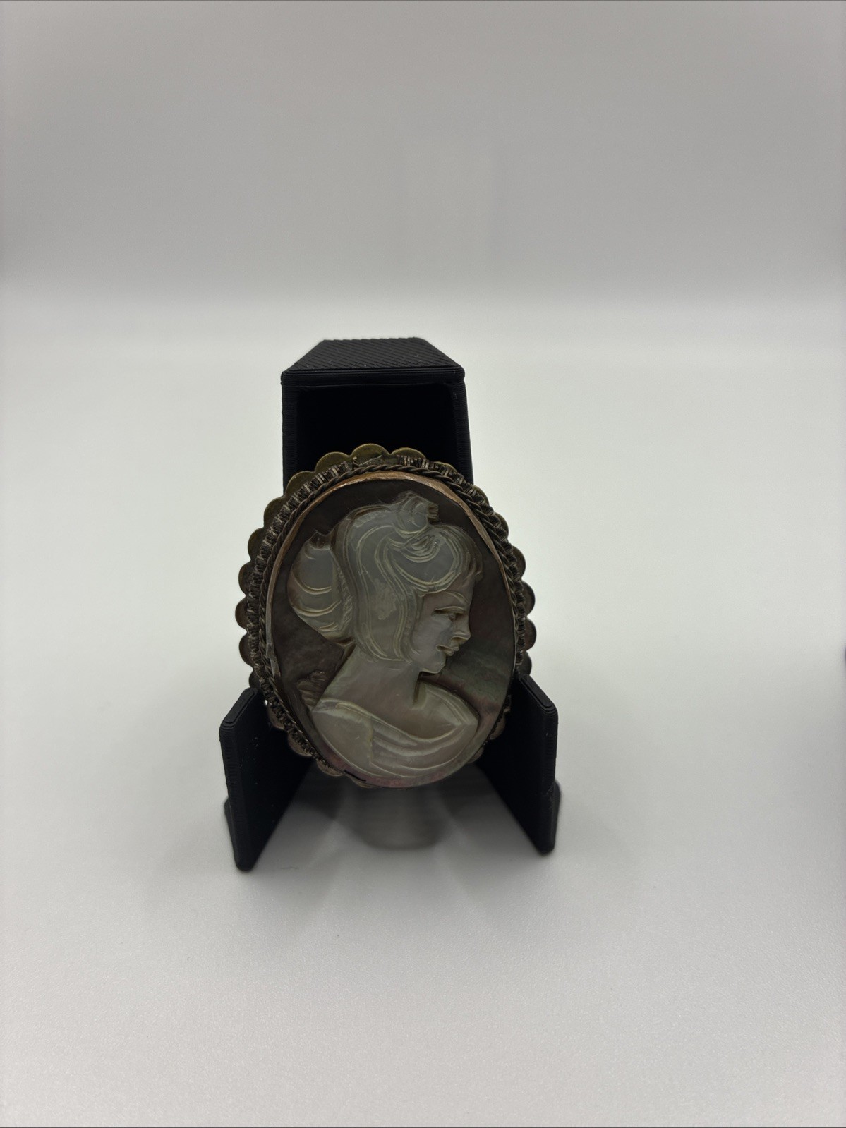 Vintage Cameo Brooch Pendant Lot Hand Carved Pin Poet Core Signed Mid Century