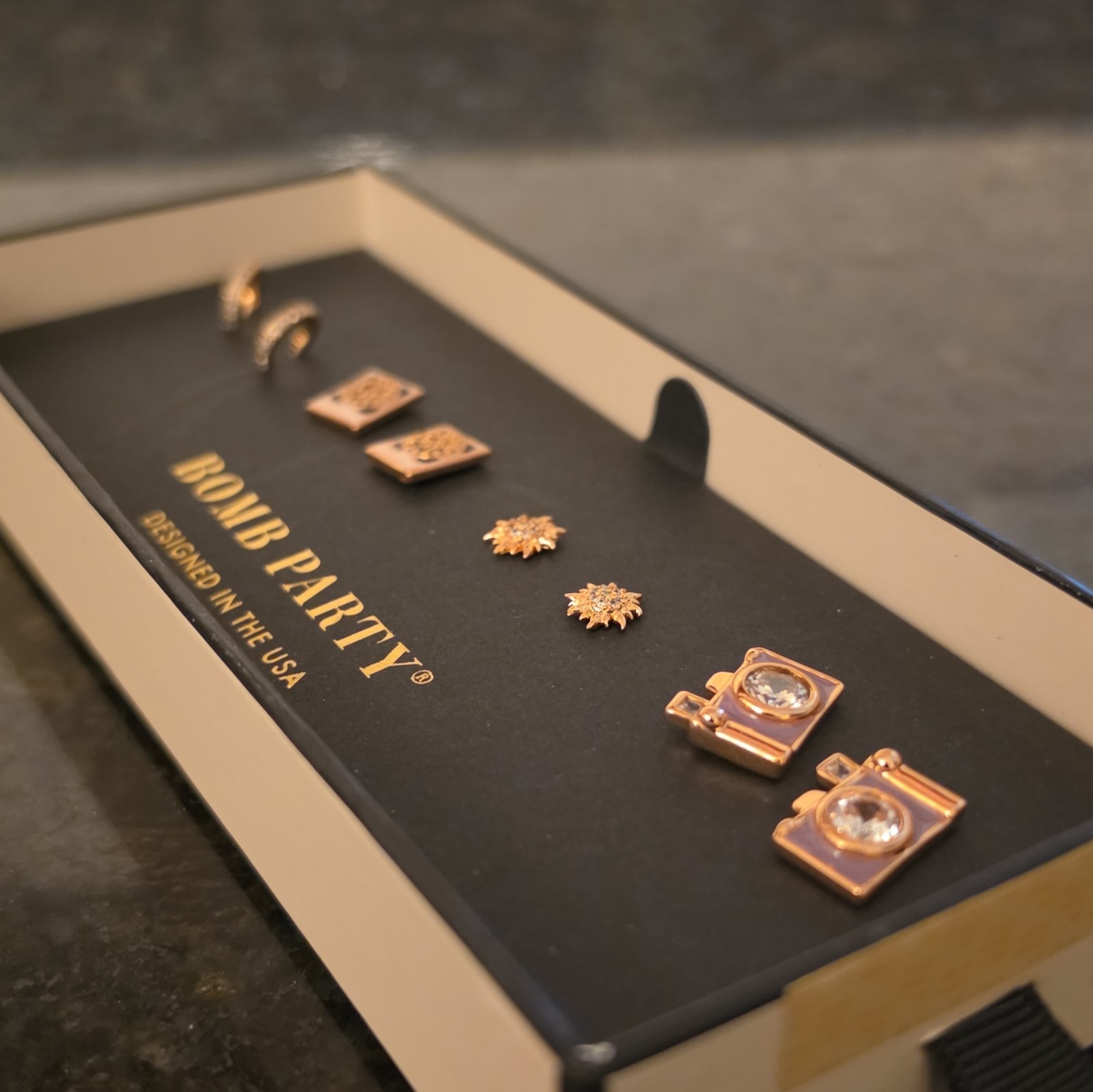 Bomb Party Simply Studs Rose Gold Plated CZ Stud Earrings