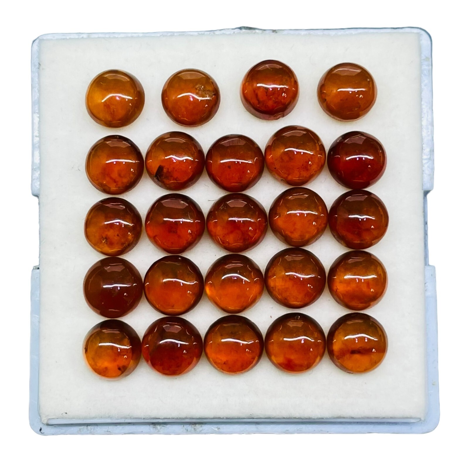 24 Pcs Natural Hessonite Garnet 7mm Round Untreated Loose Untreated Gemstones