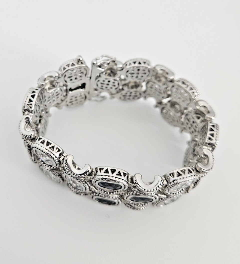 CZ Spinel Tennis Gemstone Luxury Ornate Bracelet Bangle Jewelry Accessory