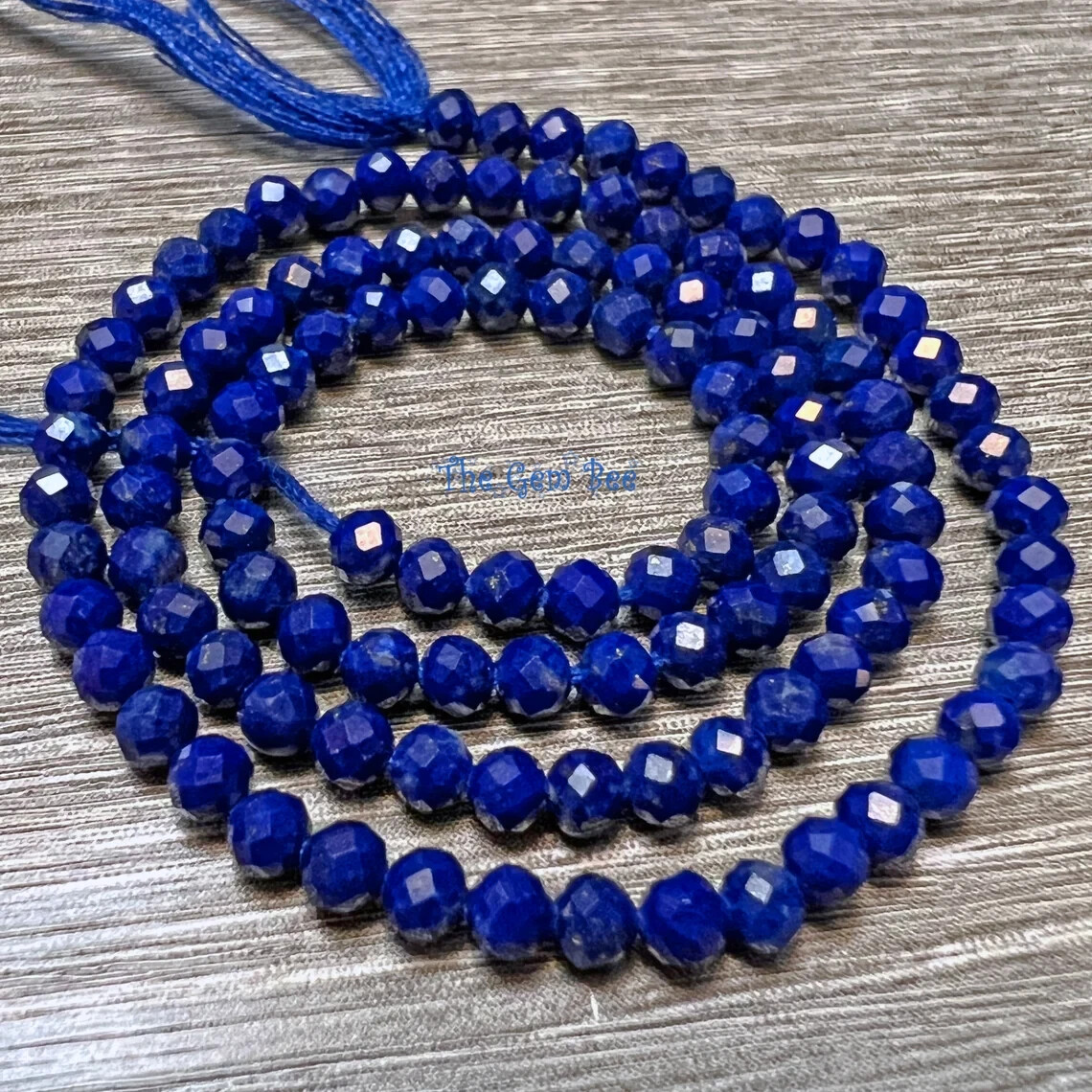 3mm Royal Blue Afghani Lapis Lazuli Faceted Round Rondelle Beads 13 inch Strand
