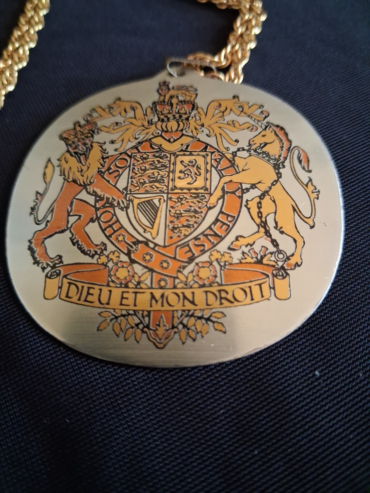 Reed & Barton Damascene Coat of Arms Pendant Necklace