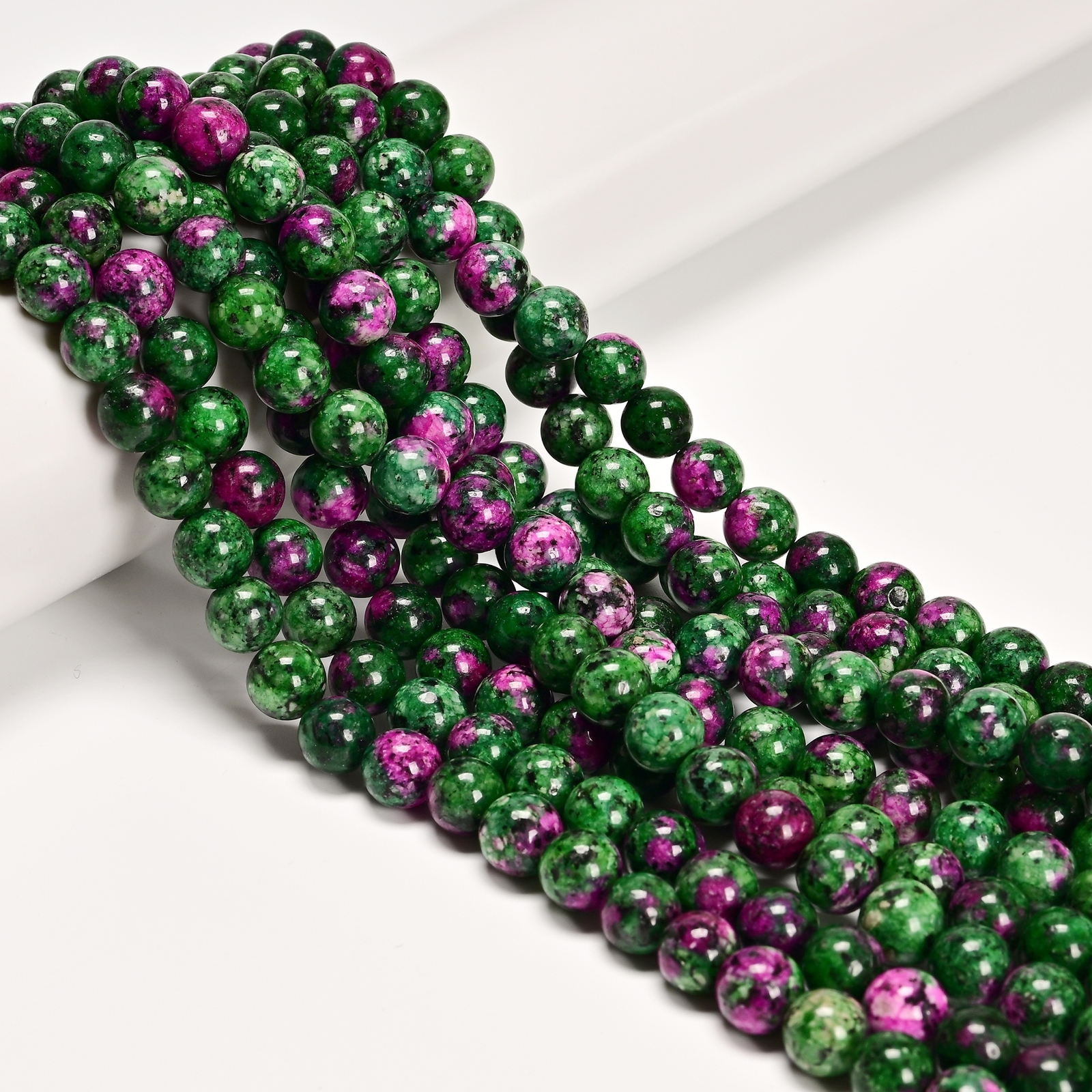 Dark Ruby Zoisite Color Dyed Jade Smooth Round Beads Size 8mm 15.5” Strand