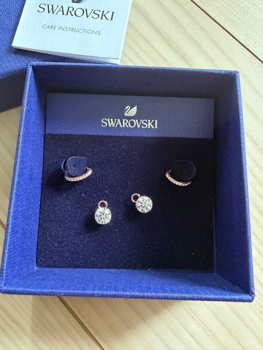 New Swarovski Pierced Earrings Drop Jacket Set Box