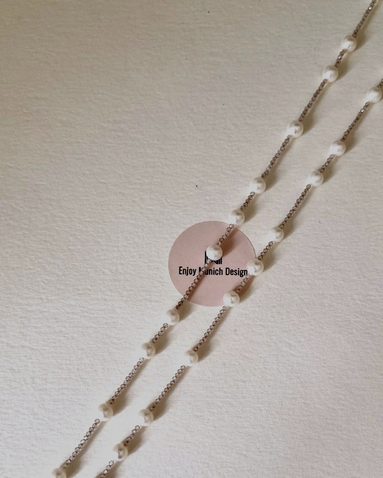 AAA Pearl Necklace 18CT GOLD Clasp with Beige Cubic Zirconia.