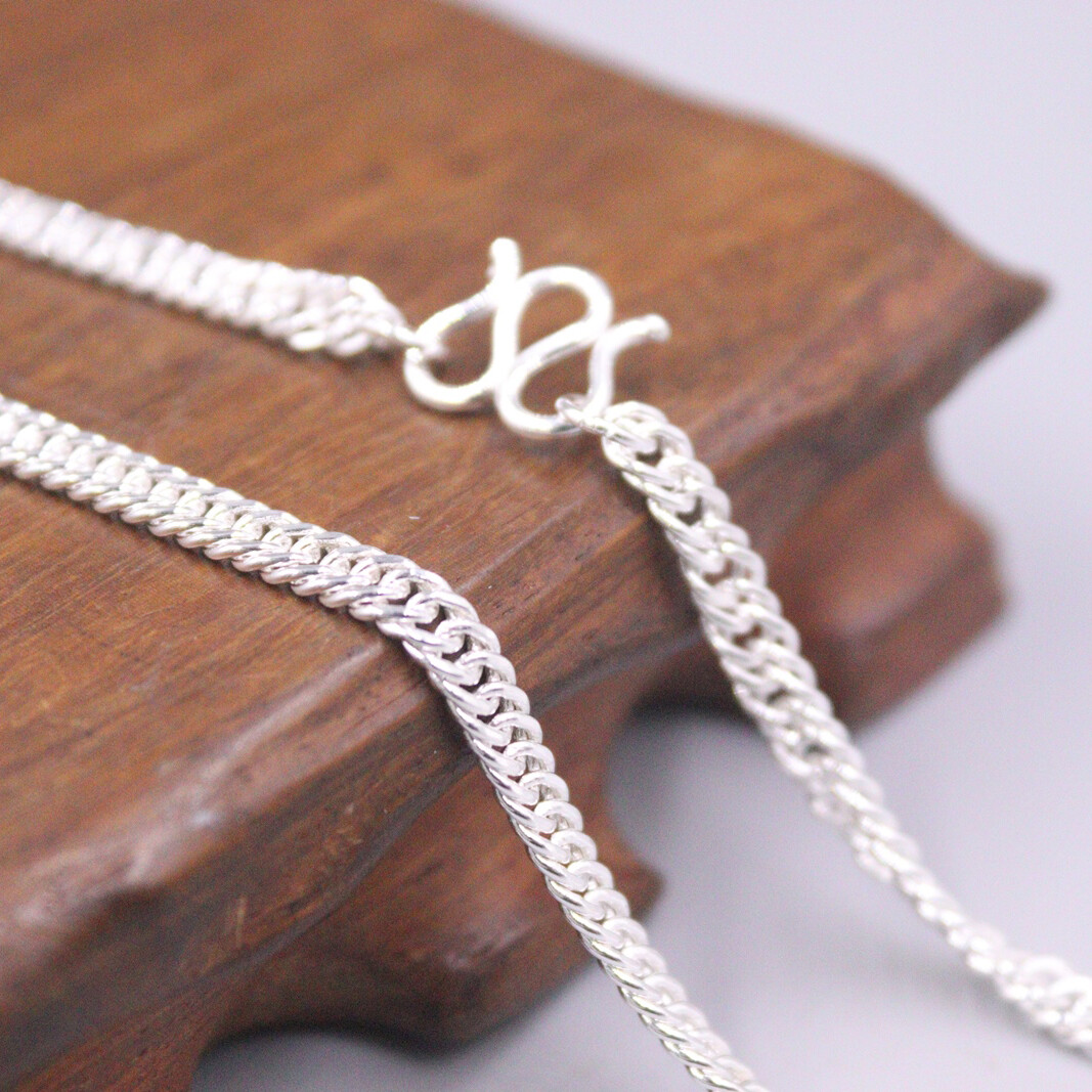 Real 999 Fine Silver Necklace For Men Women 6mm Curb Link Chain 20inch Necklace