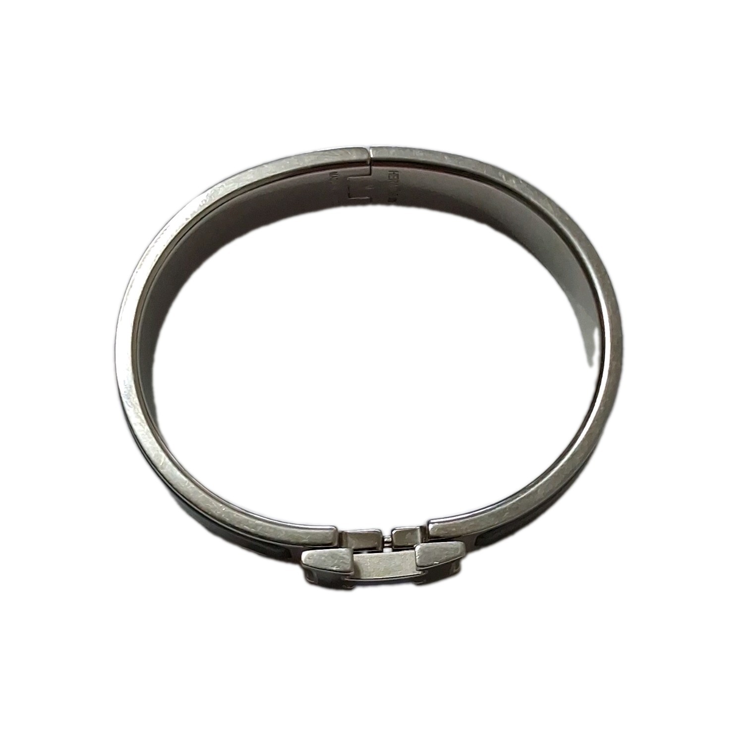 Hermes Black Enamel Palladium Plated Clic-H Narrow PM Bracelet