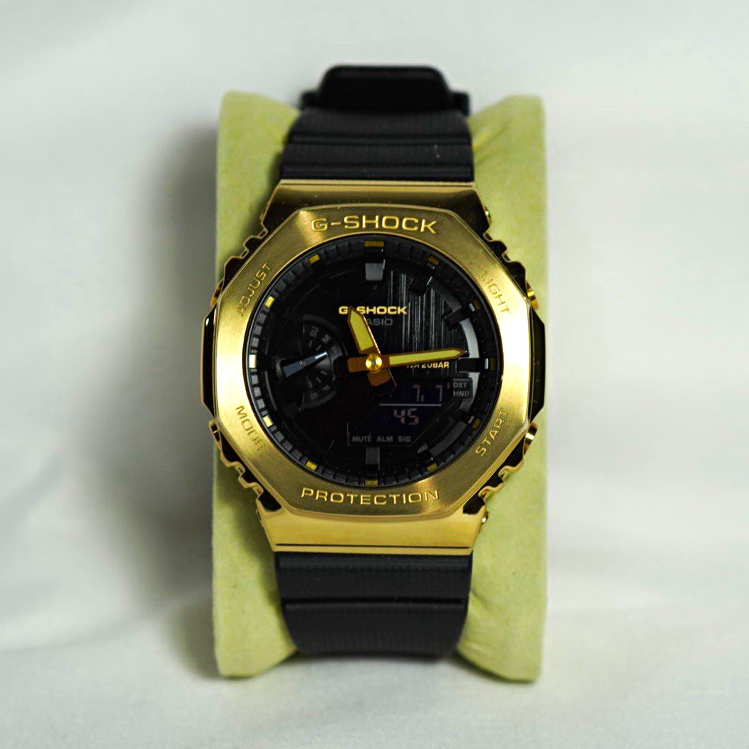 Casio G-SHOCK GM-2100G Gold Octagon Case Analog-Digital Quartz Black Resin