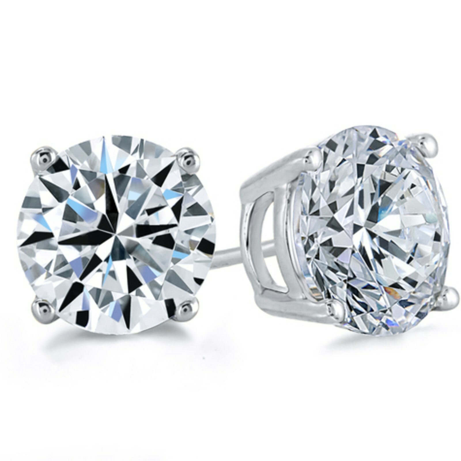 2 ct. Moissanite Stud Earrings – Solid 14k White Gold – Stunning & Sparkling