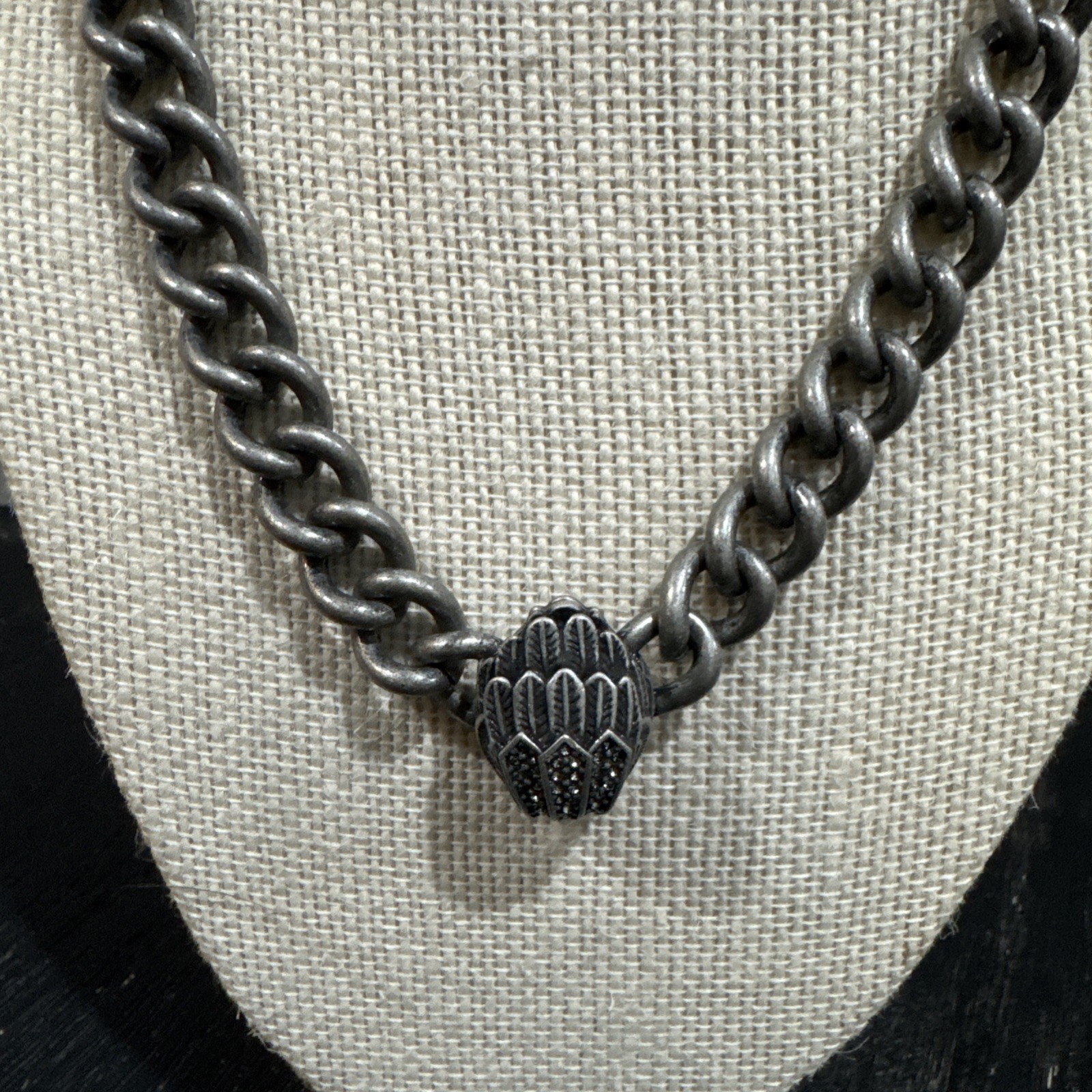 Kurt Geiger Gunmetal Chain Eagle Necklace – NWT