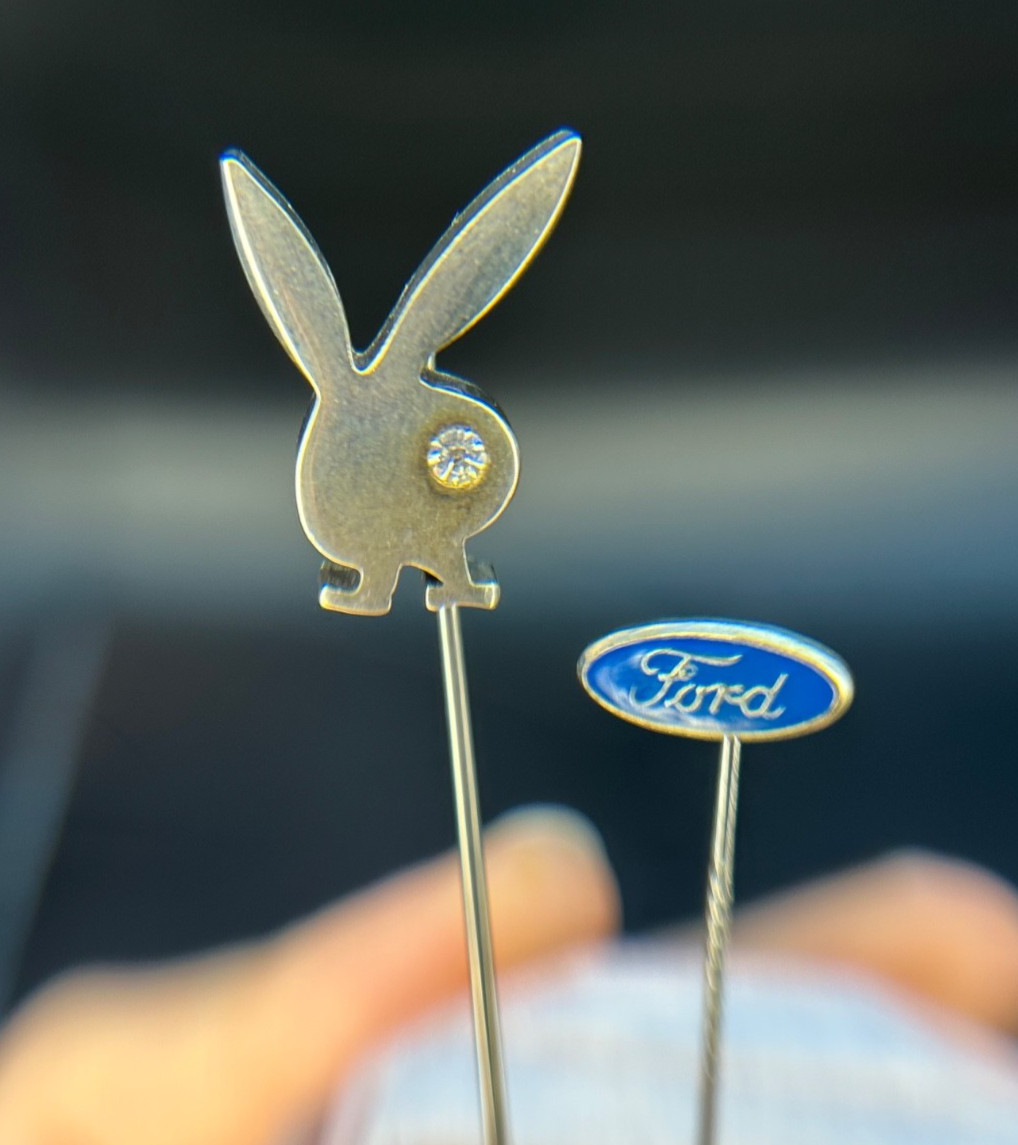 Vintage Stick Pin Lot Playboy Bunny Ford Enamel Locket Pendant Tie Lapel Pins 3