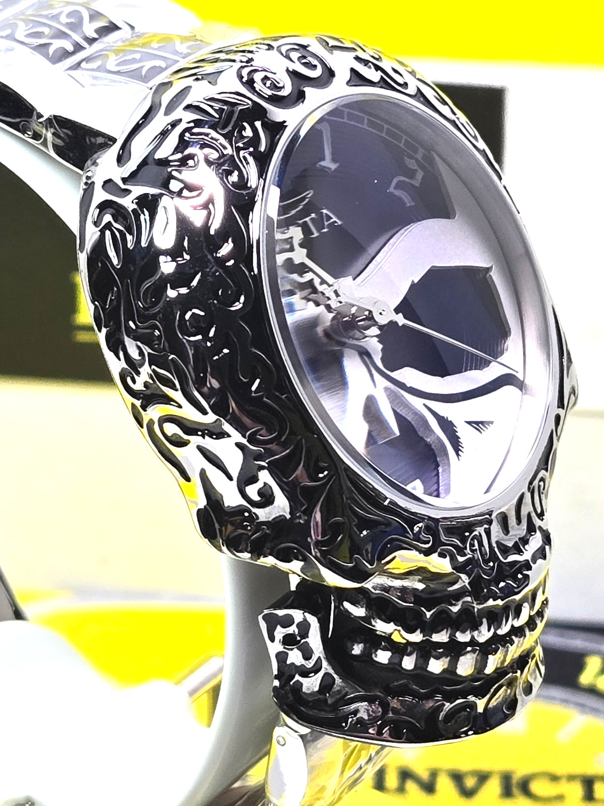 Invicta Artist Skull Automatic Mens Watch 50.5mm Skeletonized Steel & Black NEW