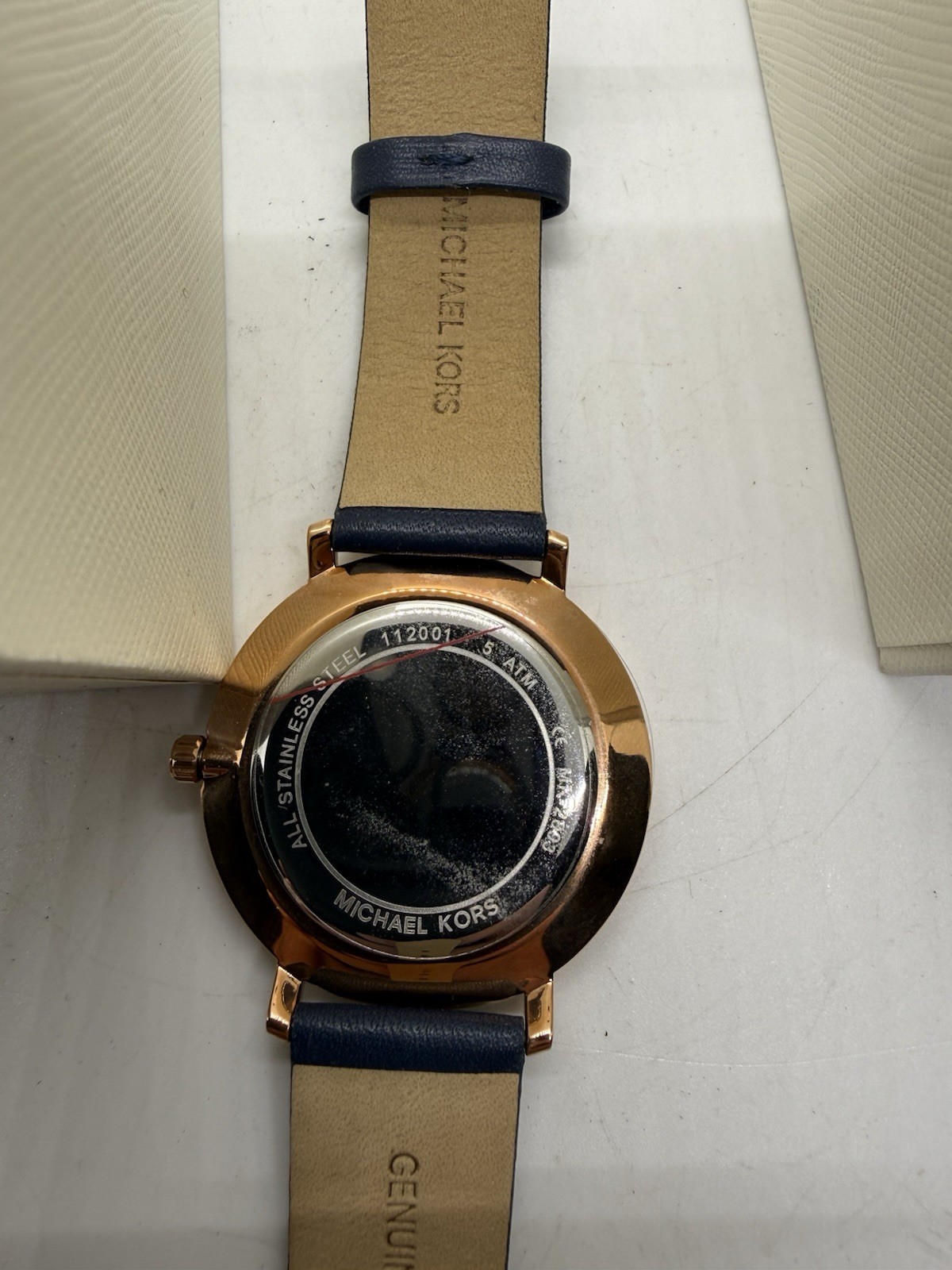 Michael Kors Ladies Pyper Three-Hand Navy Leather Strap Watch MK2893