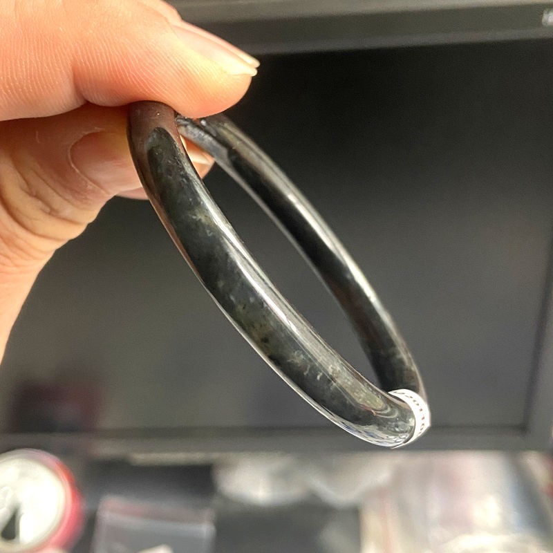 Certified 100% Natural Grade A Black Xiu Jade Bangle Bracelet 53-64mm