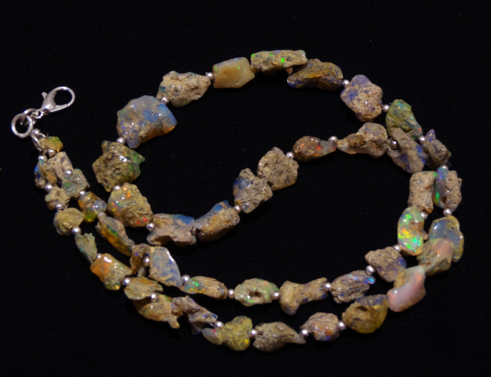 Rainbow Fire Opal Rough 7 to 13 mm Size Freeform Nugget Beads Necklace 18″