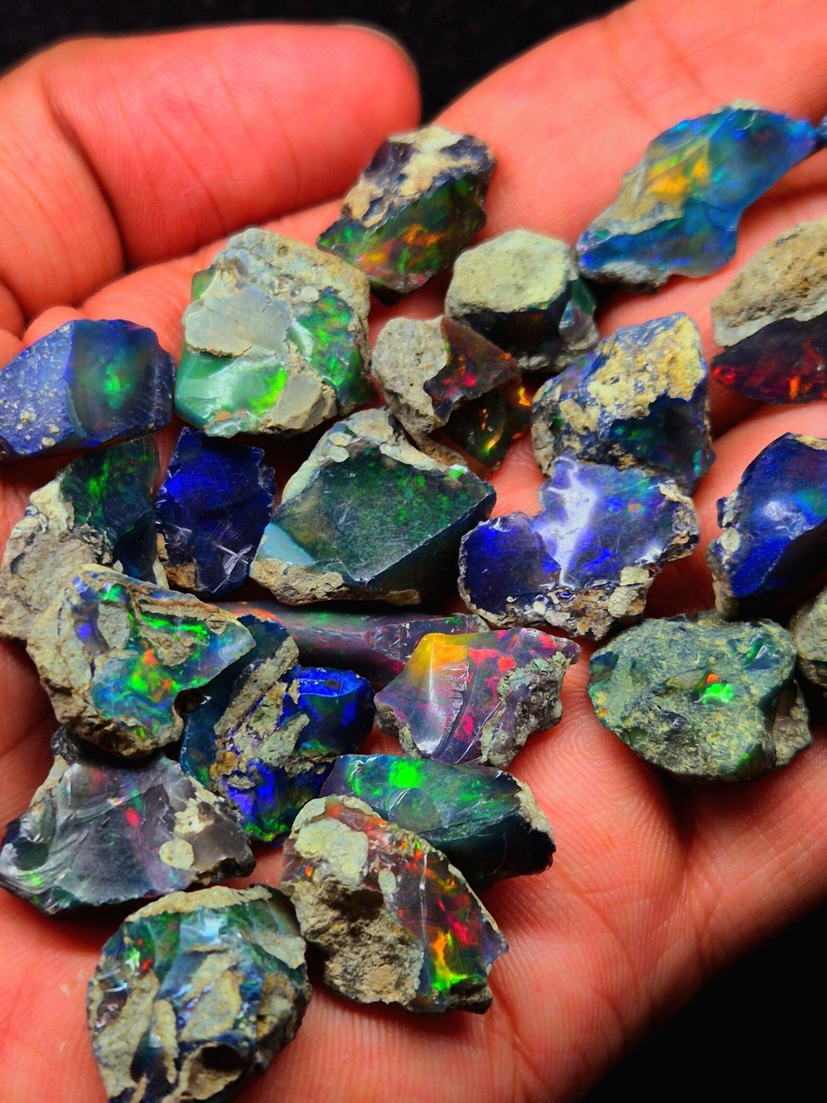 Natural Ethiopian Black Fire Opal Rough Lot 100 Carats A++ Dry Opal Wholesale