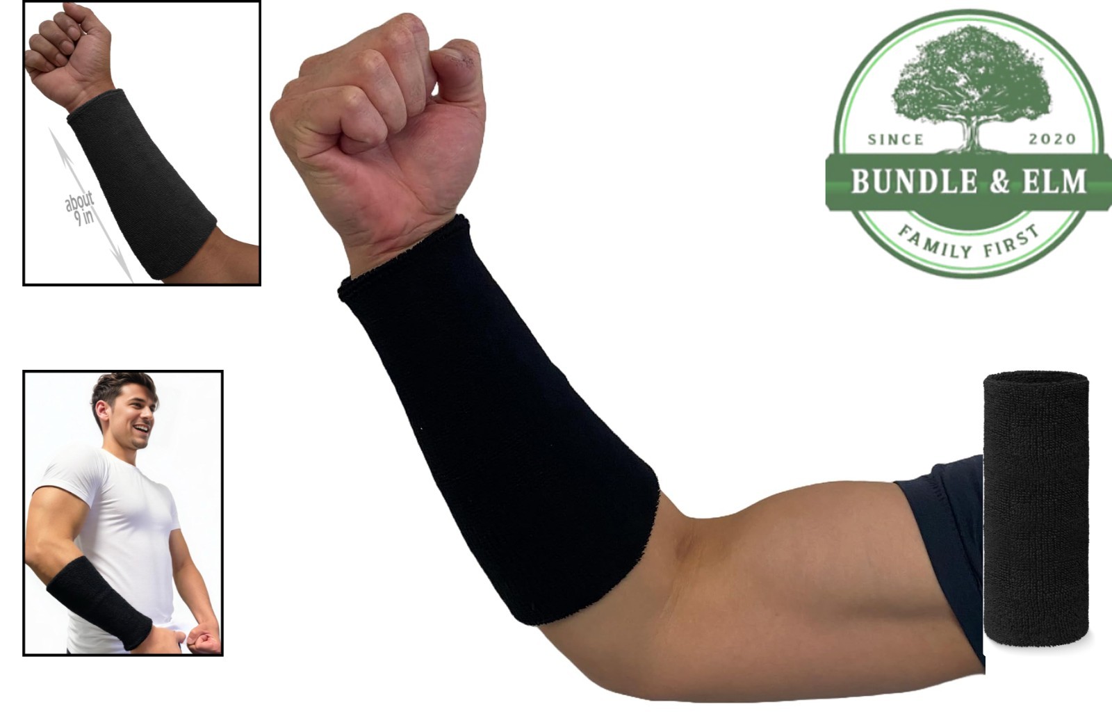 Thick Absorbent Sport Wristband in Black for Basketball and Fitness Activities
