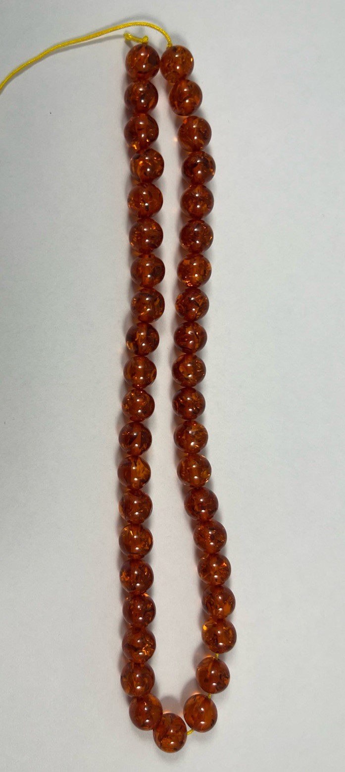 Vintage Cognac Baltic Amber Beads 10 Millimeter 27 Grams Old Stock