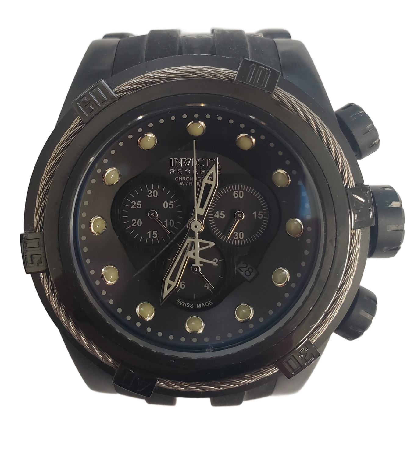 Invicta 14940 52mm Bolt Zeus Swiss Made Chronograph BROKEN STRAP Mens Watch