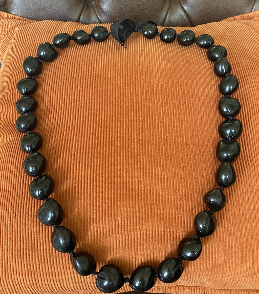 Vintage Kukui Nut Necklace Dark Brown