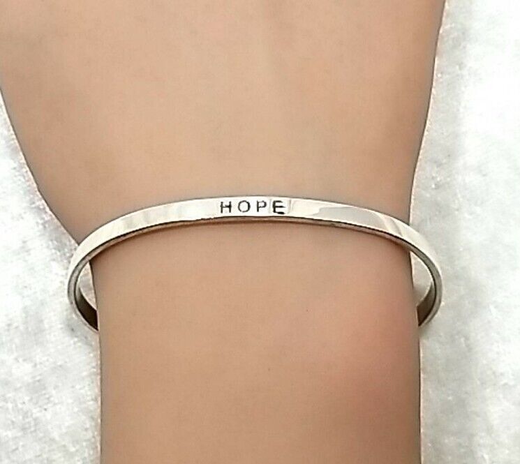 925 Sterling Silver ‘HOPE’ Cuff 6.5″ Bracelet 8.8 Grams