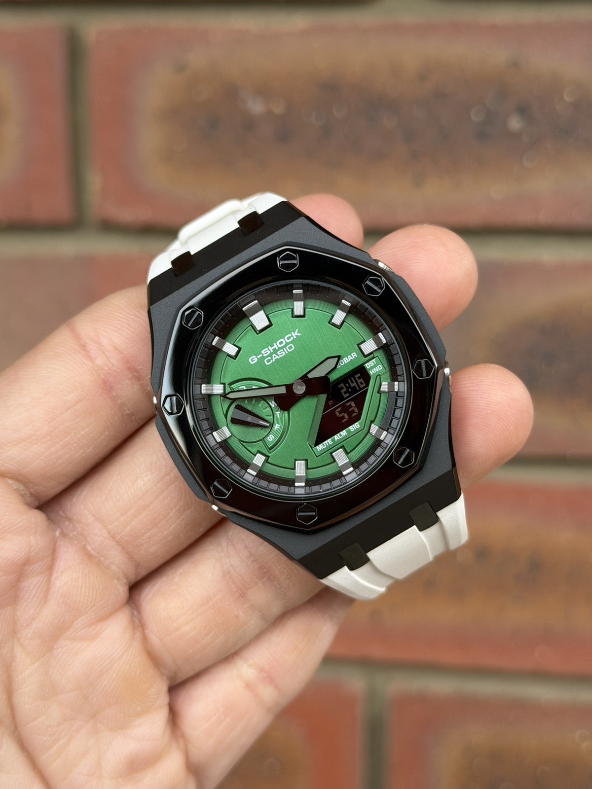 Casio G-Shock GA-2100 Custom Mod Premium SS Case With FKM Band,Polish Green