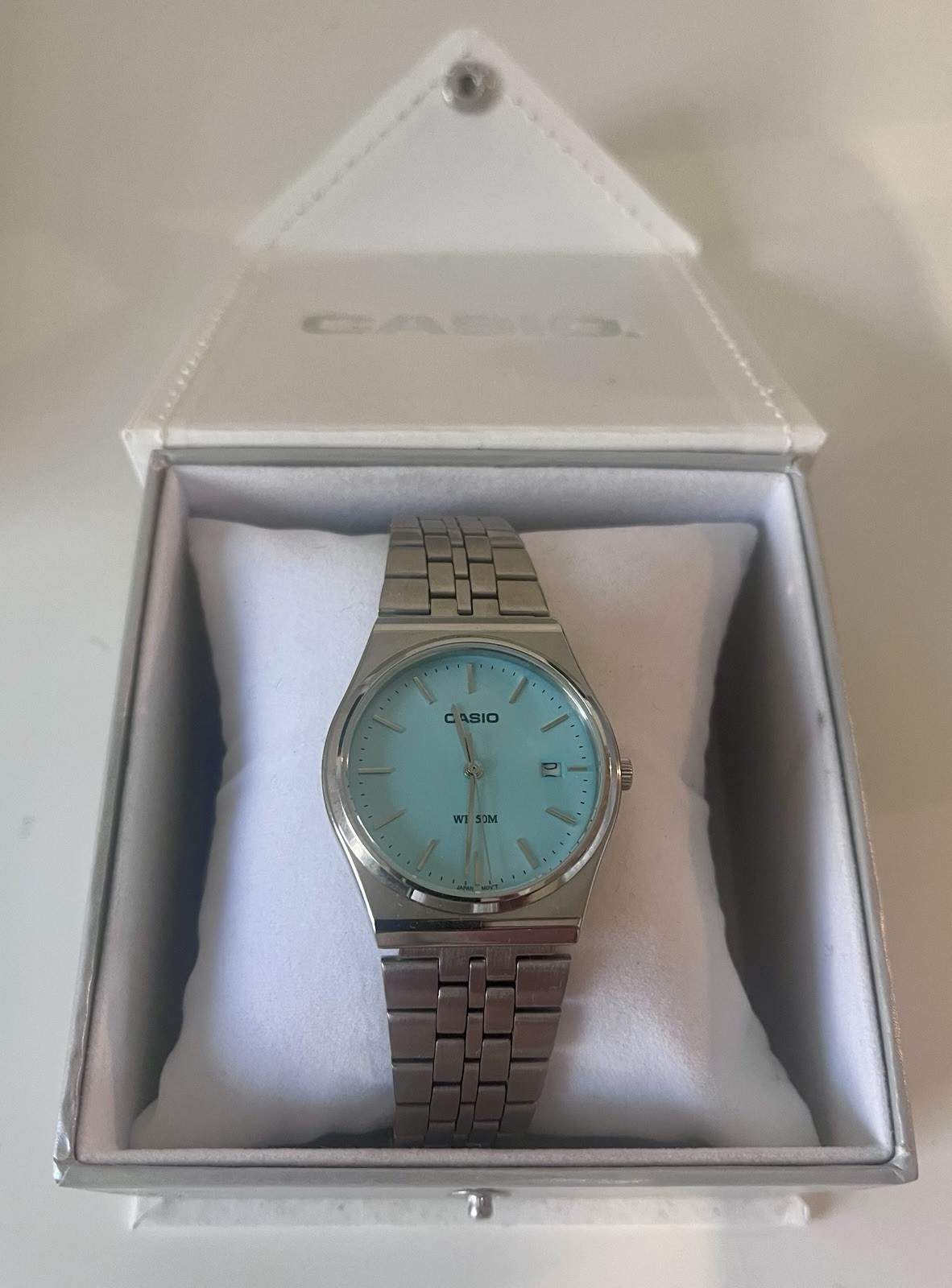 Casio MTP-B145D-2A1 Turquoise Blue Dial 36mm Nos Rare Tiffany Blue