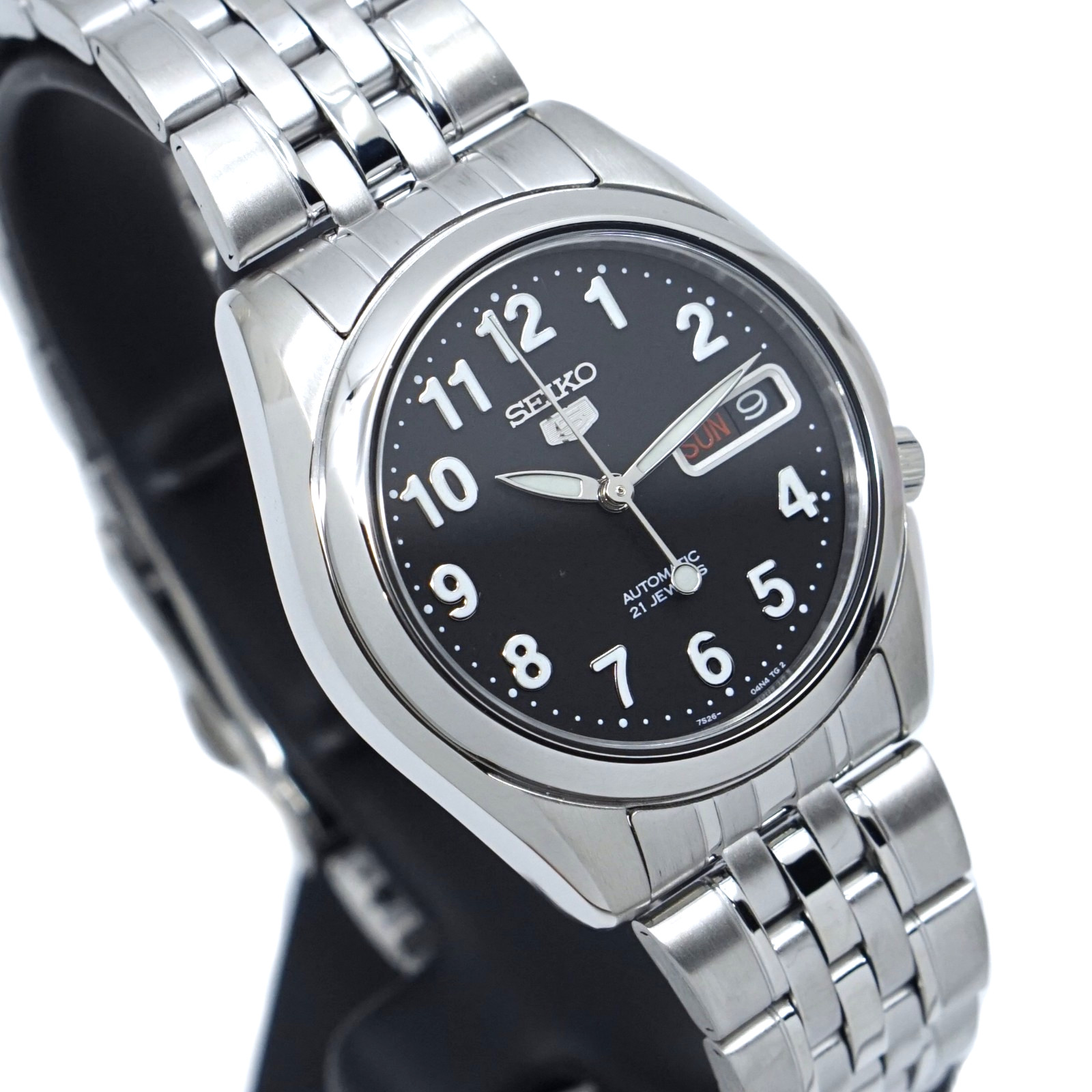 Seiko 5 Automatic 21 Jewel Black Dial Day/Date Analog SNK381K1 30M Mens Watch