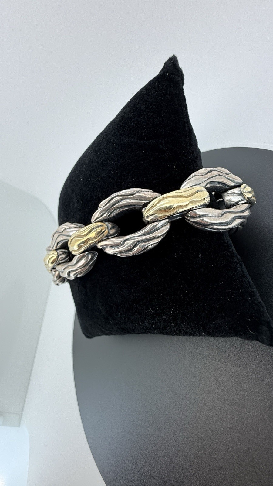 GABRIEL Sterling Silver & 14K Yellow Gold flexible Bracelet 8” Long