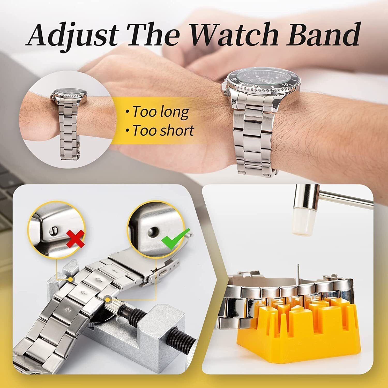 Watch Repair Kit Watchmaker Back Case Remover Opener Link Pin Spring Bar