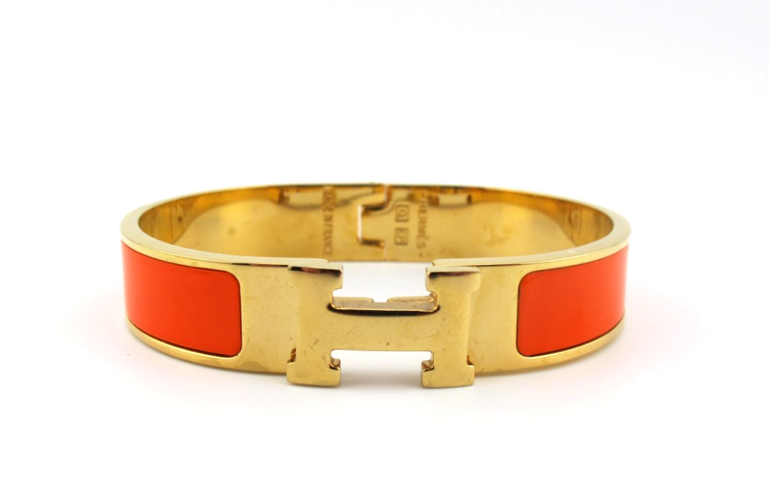 HERMES CLICK CLIC CLAC H BRACELET – Orange & Gold-CP Made In France Logo