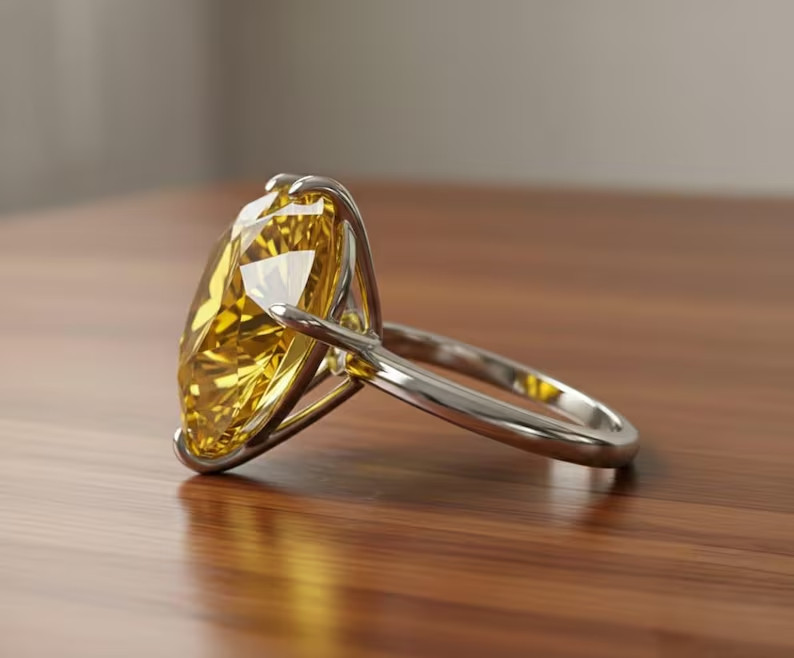 5 CT Yellow Heart Cut VVS1 Lab Grown Moissanite Diamond Gemstone 10 MM