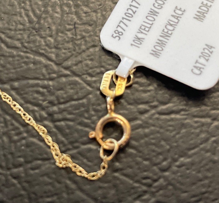 10K Yellow Gold 18″ Necklace I Heart Mom Love Engraved Bar Mother Gift