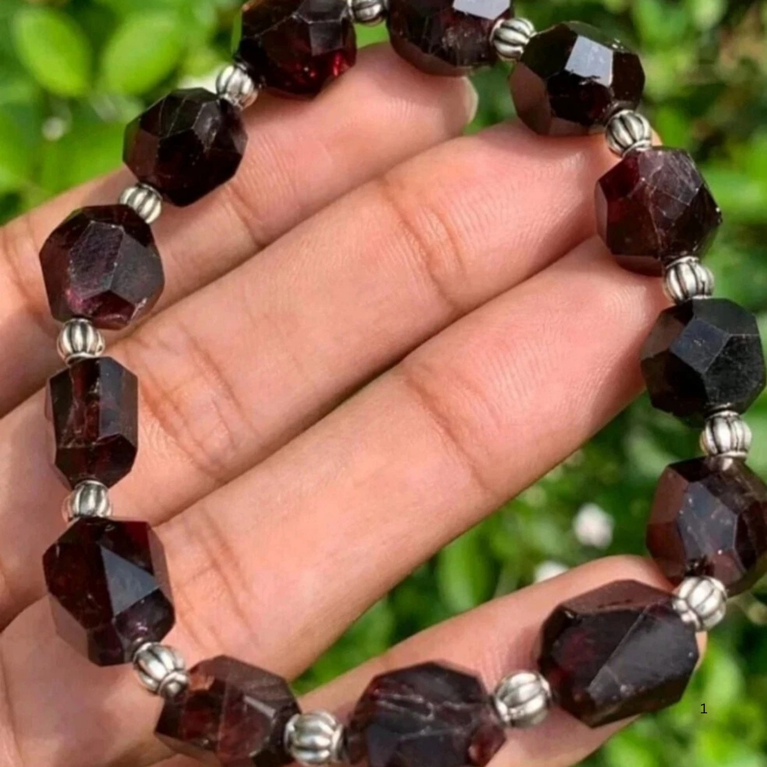 Natural Raw Red Almandine Garnet Bracelet Handmade Genuine Gemstone Jewelry