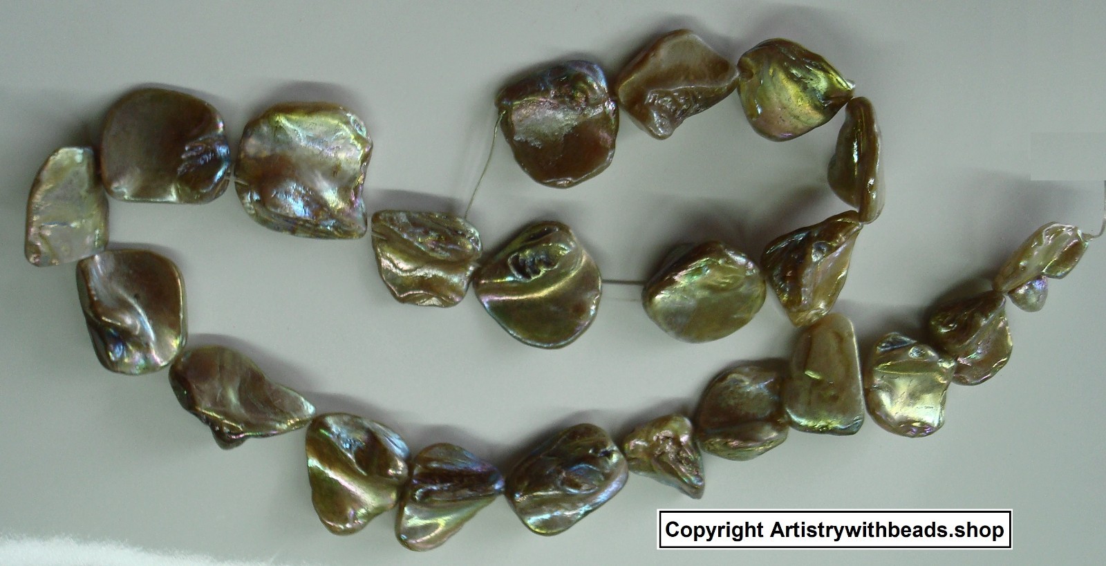 Ivory irridescent coated baroque Mabe mother of pearl shell nugget beads BS011