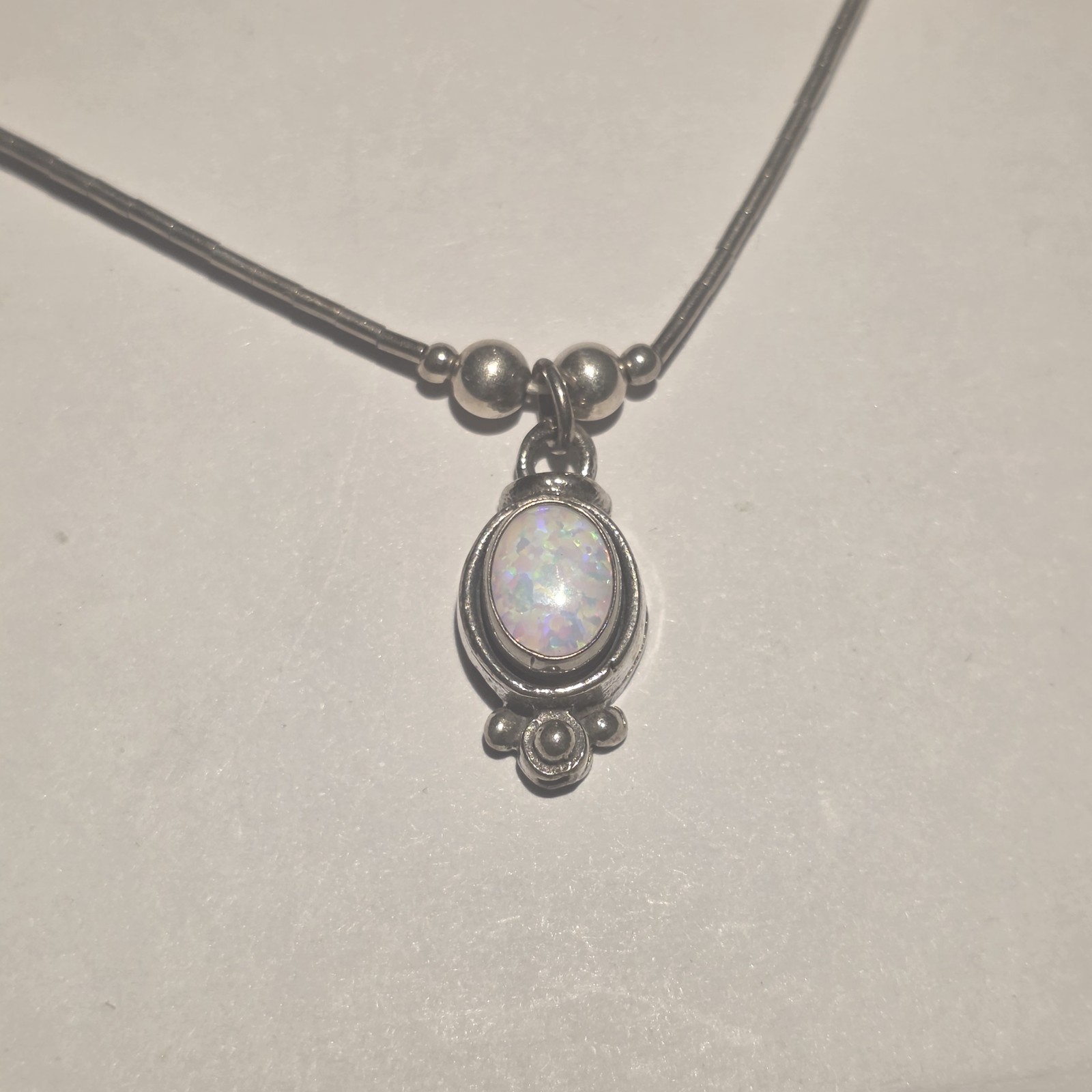 925 Opal Pendant W/Liquid Silver Necklace 35$