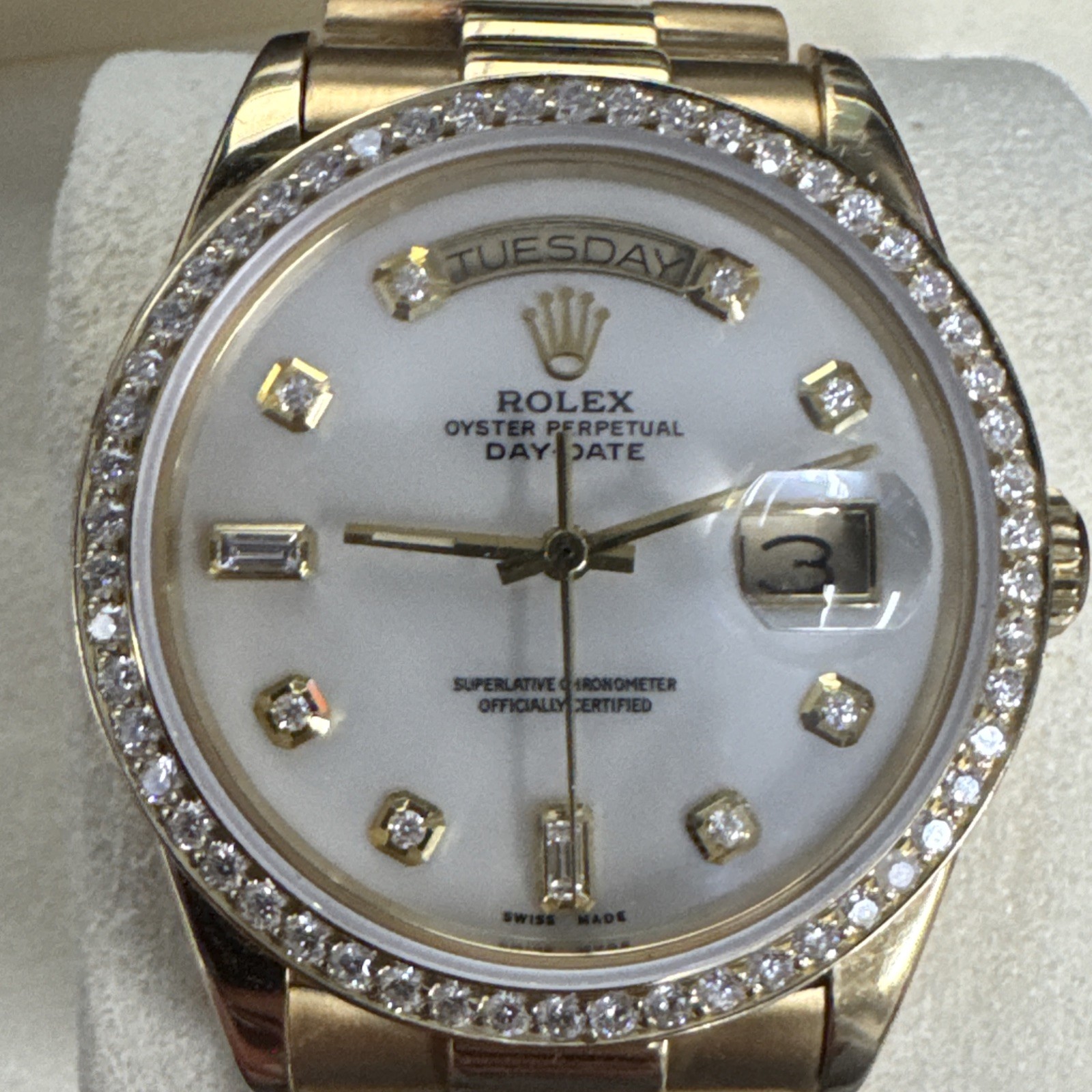 Rolex Day-Date 36mm MOP Diamond Dial Watch Ref# 18048
