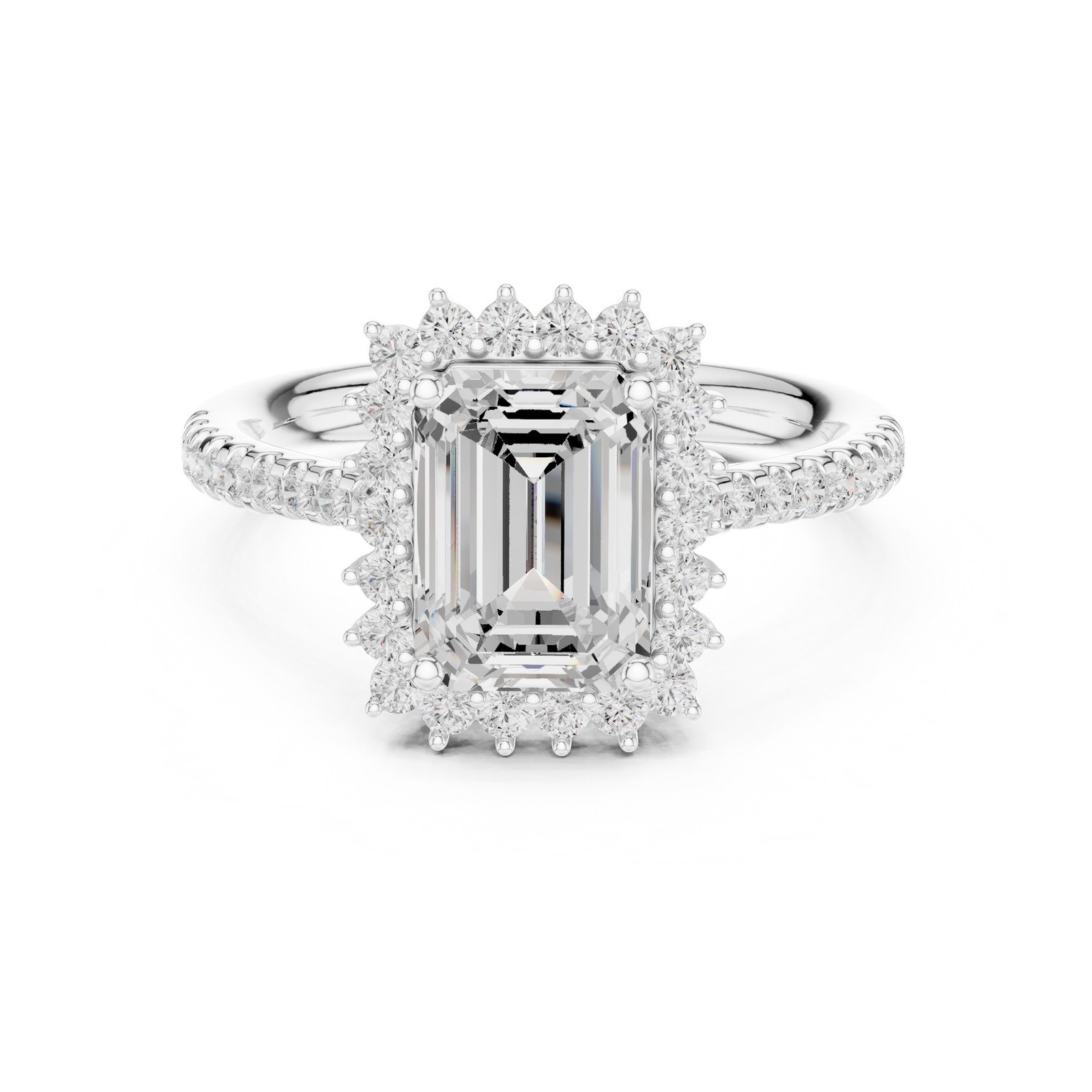 Certified Emerald Cut 2.3 Ct Lab Grown Diamond Engagement Ring 14K Gold Over