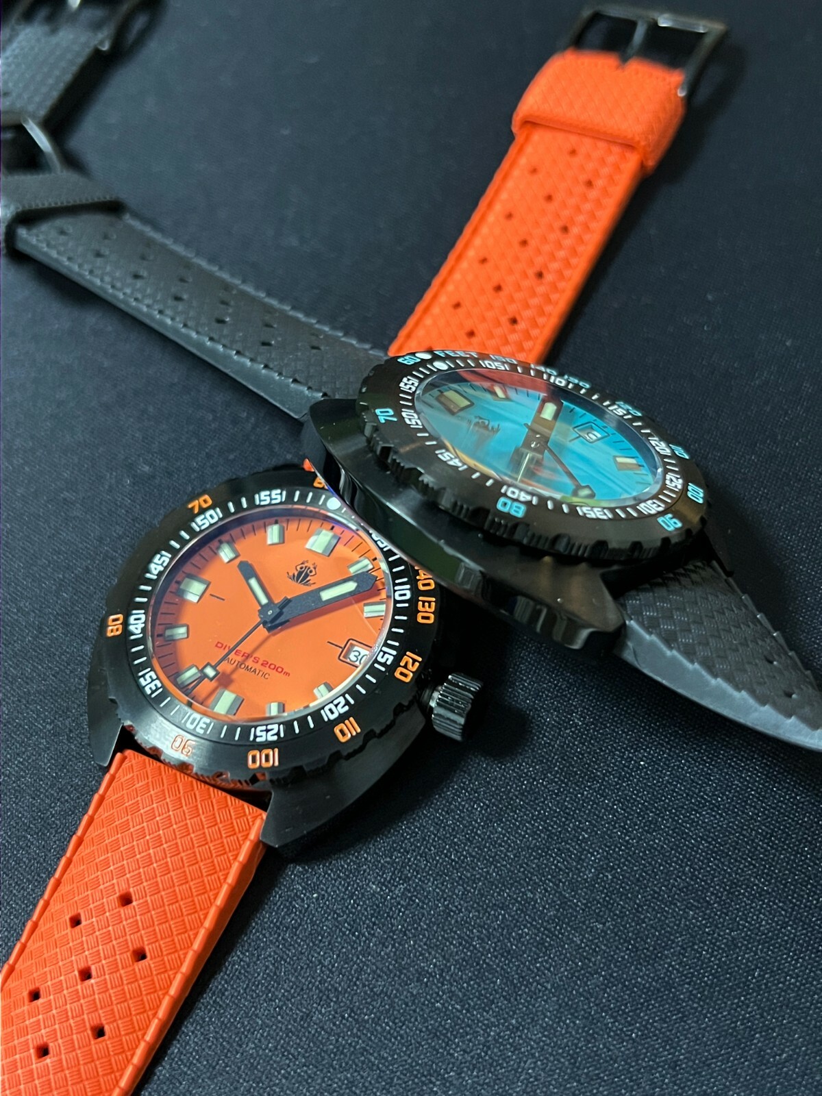 TACTICAL FROG Sub 300T Black PVD NH35A 200M Diver Automatic Watch C3 43mm 316L