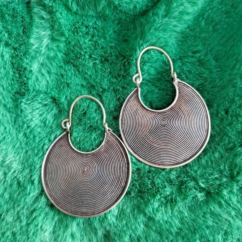 FINE SILVER EARRINGS 925 STERLING CRAFT VINTAGE TRIBAL FASHION ARTISAN LOT1604