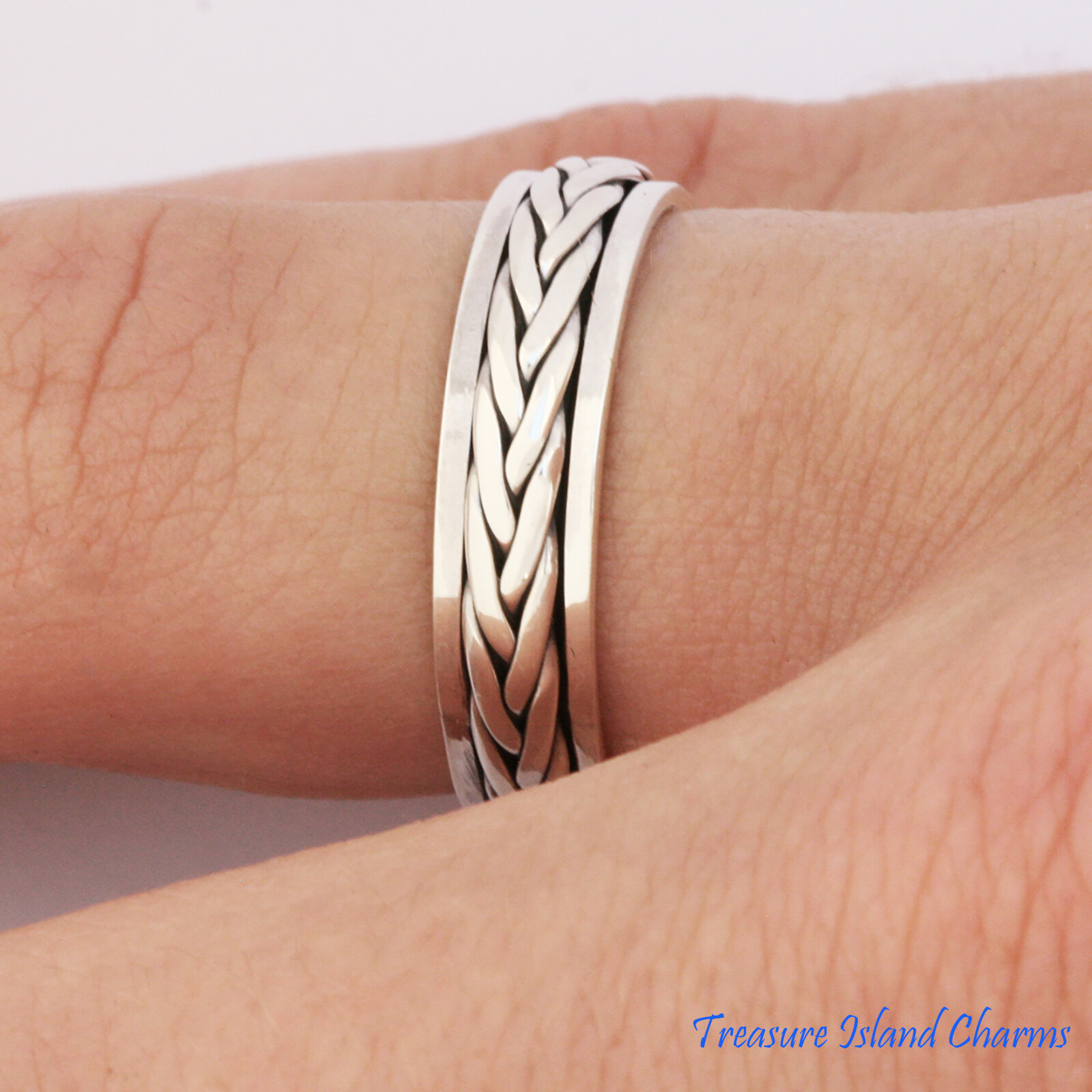 Celtic Weave Braid Spinner Spinning 925 Sterling Silver Ring 5mm Band Sizes 6-13